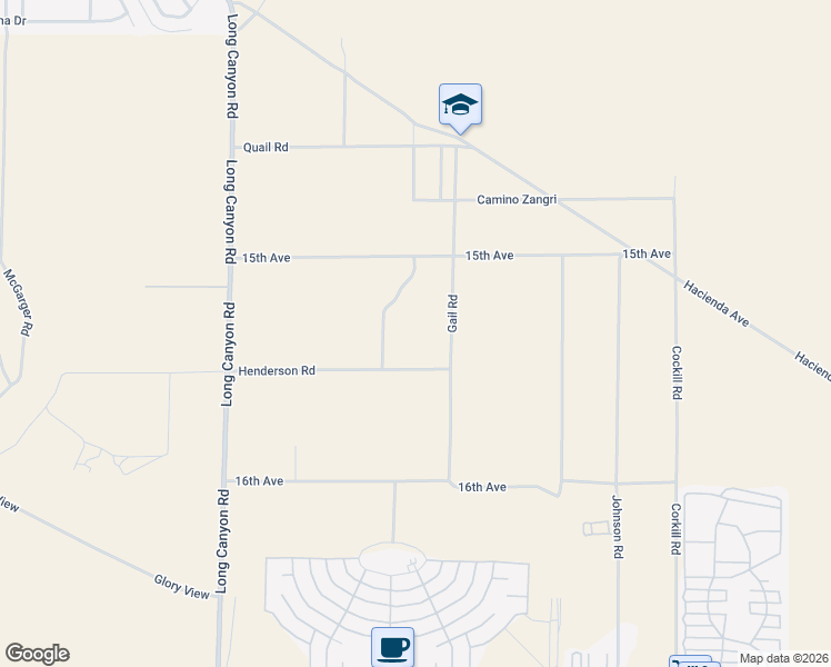 map of restaurants, bars, coffee shops, grocery stores, and more near 69490 Henderson Road in Desert Hot Springs
