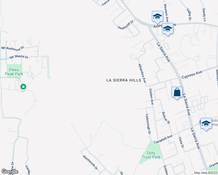 map of restaurants, bars, coffee shops, grocery stores, and more near 11316 Cypress Ave in Riverside