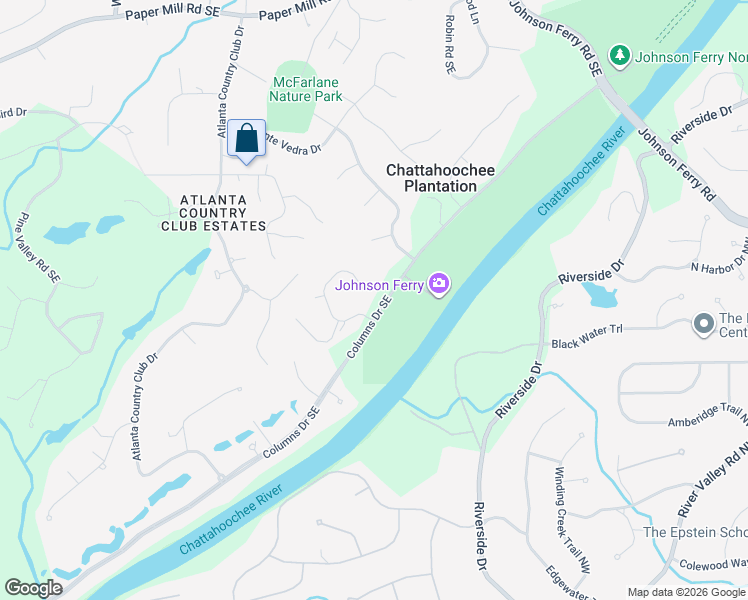 map of restaurants, bars, coffee shops, grocery stores, and more near 502 Rivercliff Trace in Marietta