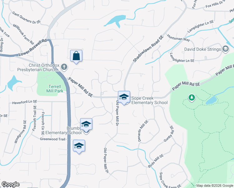 map of restaurants, bars, coffee shops, grocery stores, and more near 558 Hackney Drive in Marietta