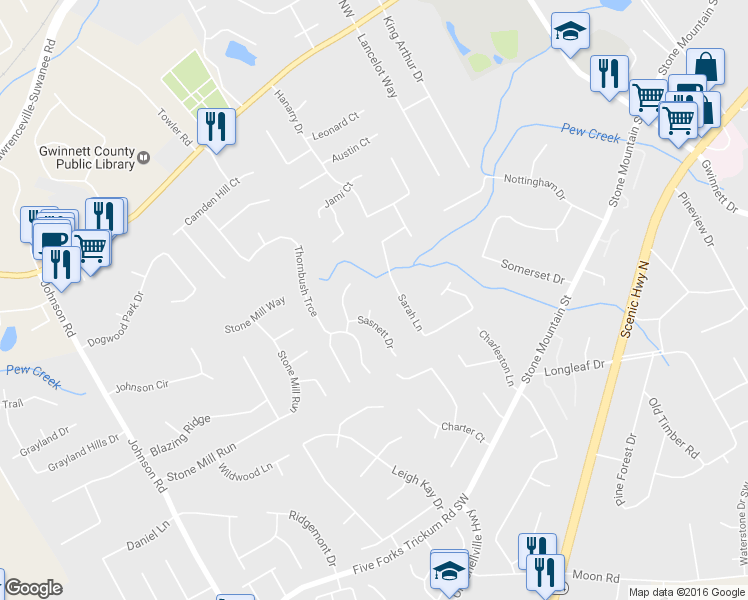map of restaurants, bars, coffee shops, grocery stores, and more near 800 Bolling Cove Southwest in Lawrenceville
