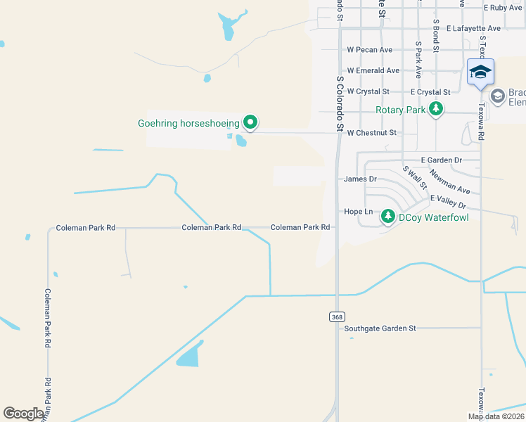 map of restaurants, bars, coffee shops, grocery stores, and more near 316 Coleman Park Road in Iowa Park