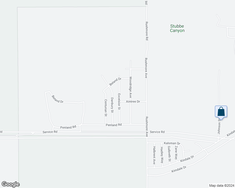 map of restaurants, bars, coffee shops, grocery stores, and more near 12680 Excelsior Street in Cabazon