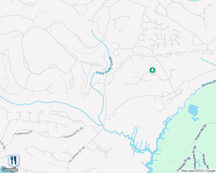 map of restaurants, bars, coffee shops, grocery stores, and more near 3111-3133 Lakeside Commons Drive Southeast in St. James