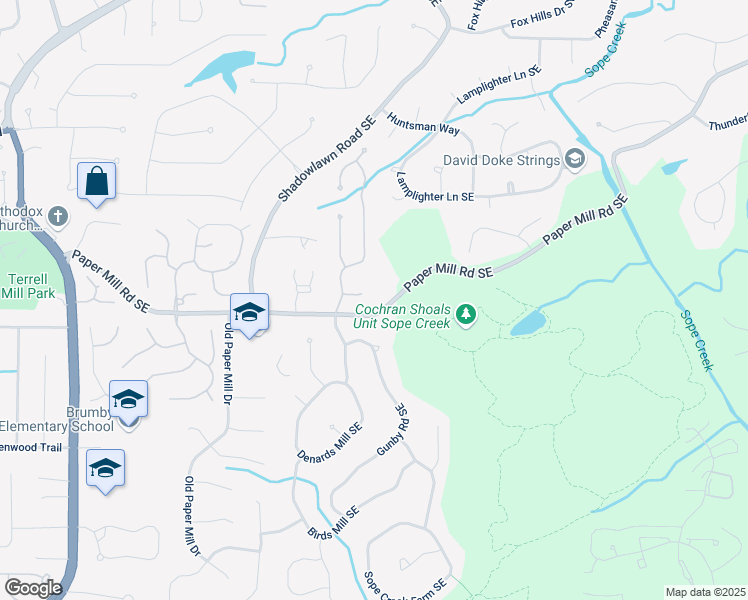 map of restaurants, bars, coffee shops, grocery stores, and more near 3562 Langley Oaks Drive Southeast in Marietta