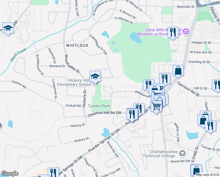map of restaurants, bars, coffee shops, grocery stores, and more near 400 Promenade Court in Marietta