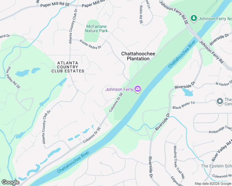map of restaurants, bars, coffee shops, grocery stores, and more near 502 Rivercliff Trace in Marietta