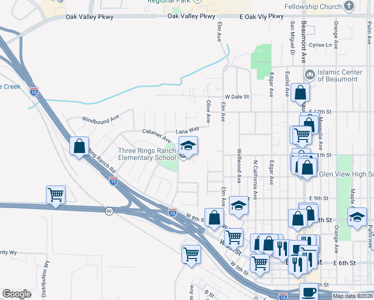 map of restaurants, bars, coffee shops, grocery stores, and more near 1040 Claiborne Avenue East in Beaumont