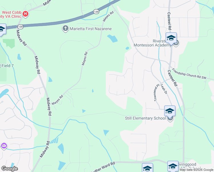 map of restaurants, bars, coffee shops, grocery stores, and more near 773 Chanson Drive Southwest in Marietta