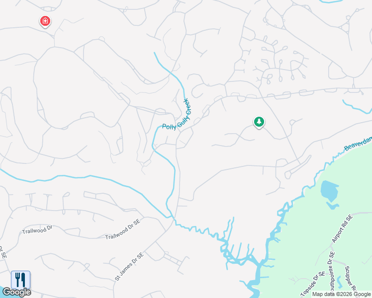 map of restaurants, bars, coffee shops, grocery stores, and more near 3111-3133 Lakeside Commons Drive Southeast in St. James