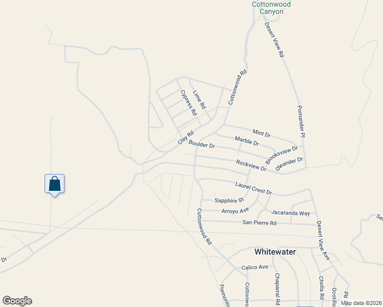 map of restaurants, bars, coffee shops, grocery stores, and more near 55246 Rockview Drive in Cabazon