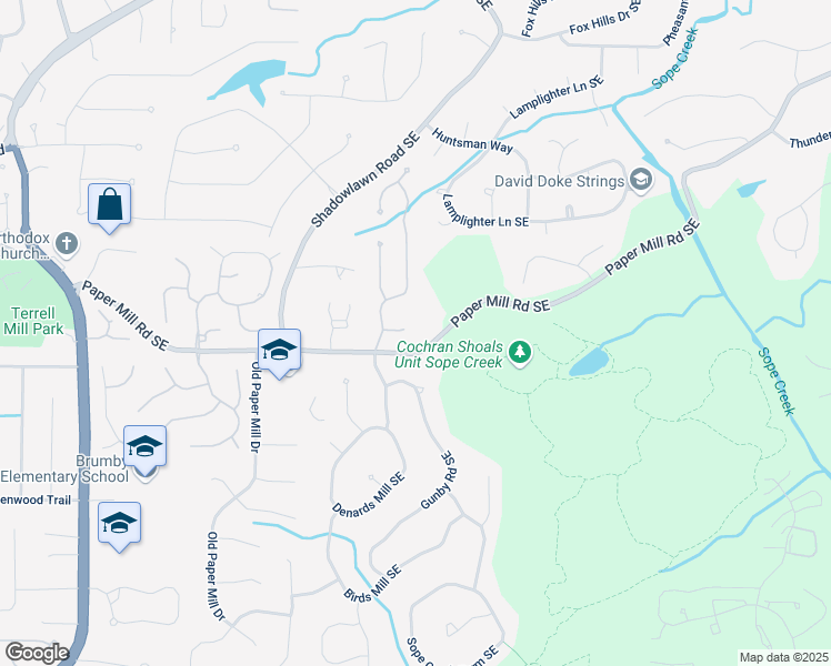 map of restaurants, bars, coffee shops, grocery stores, and more near 3562 Langley Oaks Drive Southeast in Marietta
