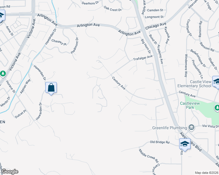map of restaurants, bars, coffee shops, grocery stores, and more near 2290 Decade Court in Riverside