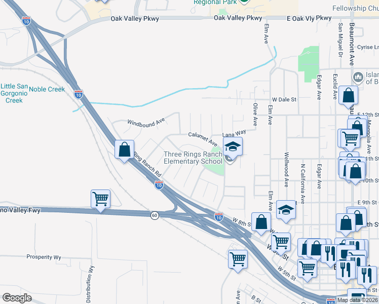 map of restaurants, bars, coffee shops, grocery stores, and more near 660 Brookside Ln in Beaumont