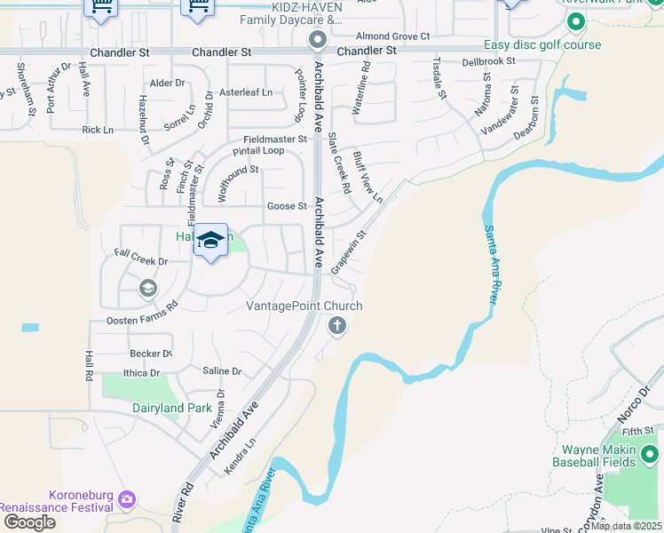 map of restaurants, bars, coffee shops, grocery stores, and more near 8224 Fieldstream Court in Corona
