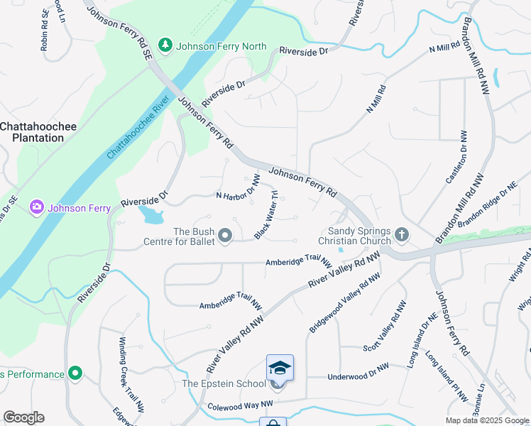 map of restaurants, bars, coffee shops, grocery stores, and more near 100 Black Water Cove Northwest in Atlanta
