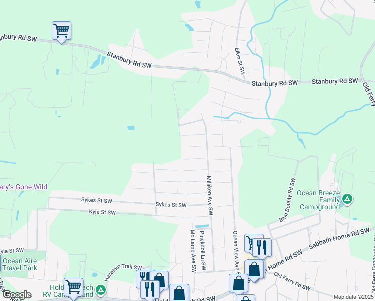 map of restaurants, bars, coffee shops, grocery stores, and more near 1376-1382 Potterfield Drive Southwest in Brunswick