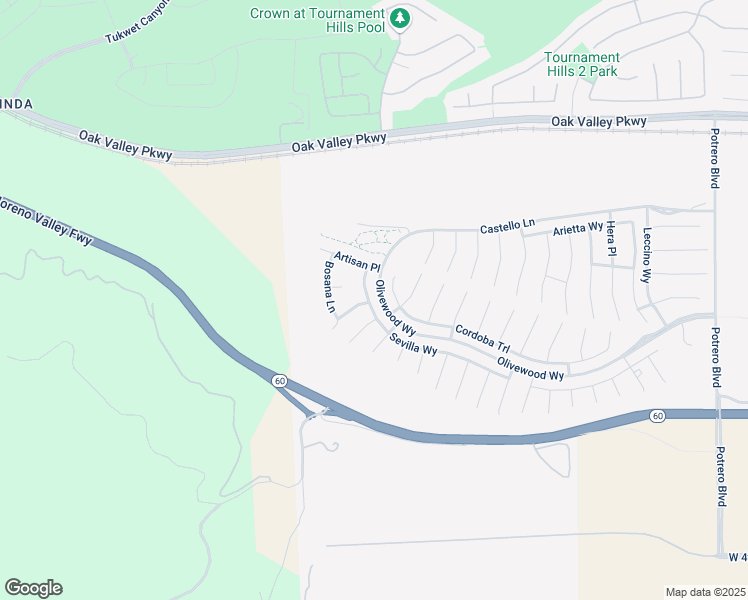 map of restaurants, bars, coffee shops, grocery stores, and more near 36626 Sevilla Way in Beaumont