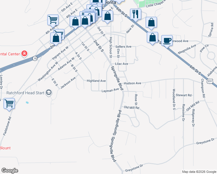 map of restaurants, bars, coffee shops, grocery stores, and more near 8 Fieldview Drive in Oneonta