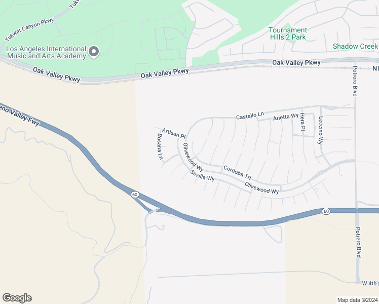 map of restaurants, bars, coffee shops, grocery stores, and more near 36635 Cordoba Trail in Beaumont