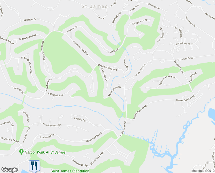 map of restaurants, bars, coffee shops, grocery stores, and more near Club Villa Drive in Saint James