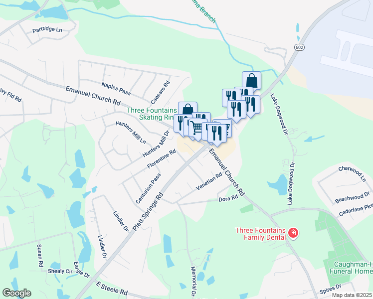 map of restaurants, bars, coffee shops, grocery stores, and more near 4020 Platt Springs Road in West Columbia