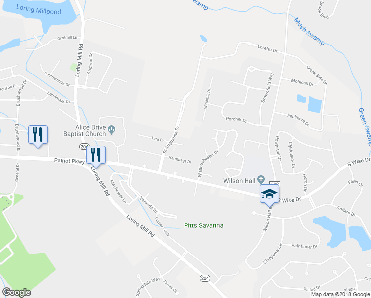 map of restaurants, bars, coffee shops, grocery stores, and more near 2950 Tara Drive in Sumter