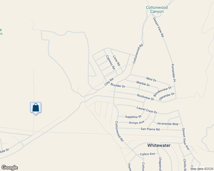 map of restaurants, bars, coffee shops, grocery stores, and more near 55205 Boulder Drive in Cabazon