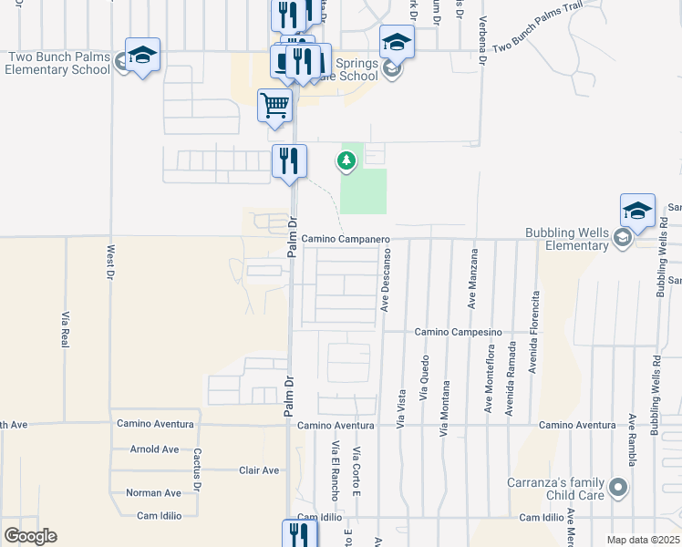 map of restaurants, bars, coffee shops, grocery stores, and more near 15300 Palm Drive in Desert Hot Springs