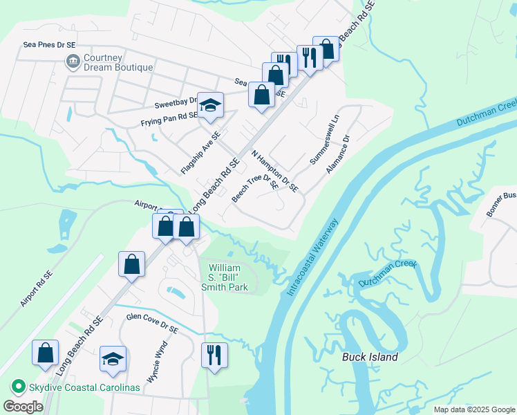 map of restaurants, bars, coffee shops, grocery stores, and more near in Southport