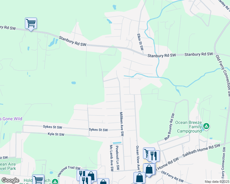 map of restaurants, bars, coffee shops, grocery stores, and more near 1212 Talman Street Southwest in Brunswick County