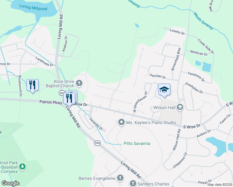 map of restaurants, bars, coffee shops, grocery stores, and more near 585 Saint Augustine Drive in Sumter