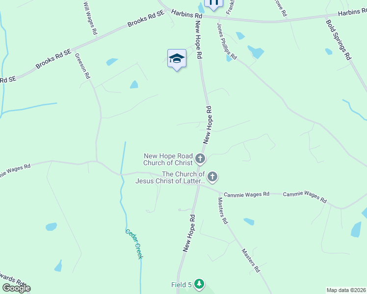 map of restaurants, bars, coffee shops, grocery stores, and more near 3390 New Hope Road in Dacula