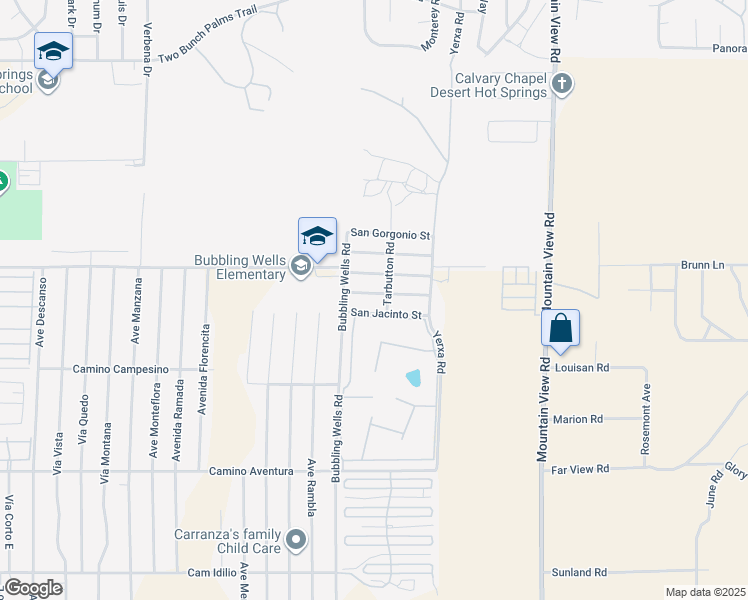 map of restaurants, bars, coffee shops, grocery stores, and more near 67581 San Antonio Street in Desert Hot Springs