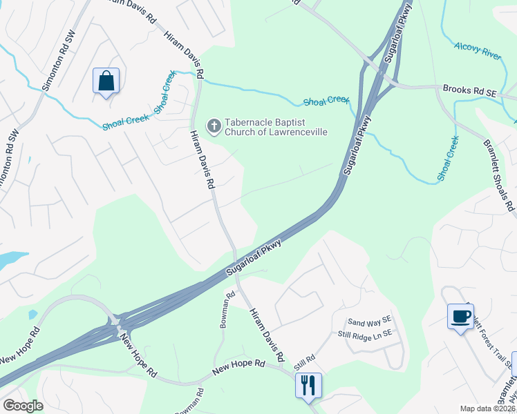 map of restaurants, bars, coffee shops, grocery stores, and more near 865 Saddleback Way in Lawrenceville