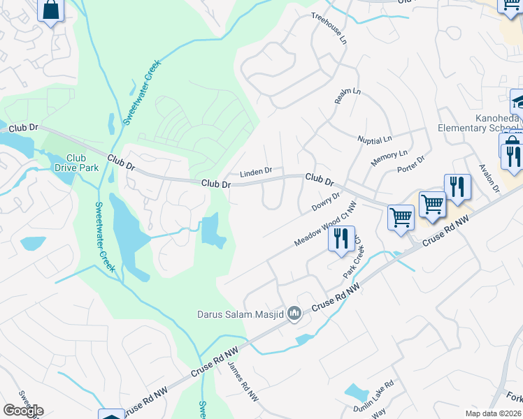 map of restaurants, bars, coffee shops, grocery stores, and more near 861 Hampton Hill Court in Lawrenceville