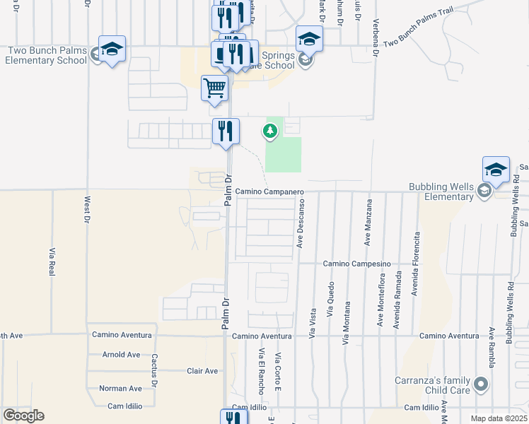 map of restaurants, bars, coffee shops, grocery stores, and more near 15300 Palm Drive in Desert Hot Springs