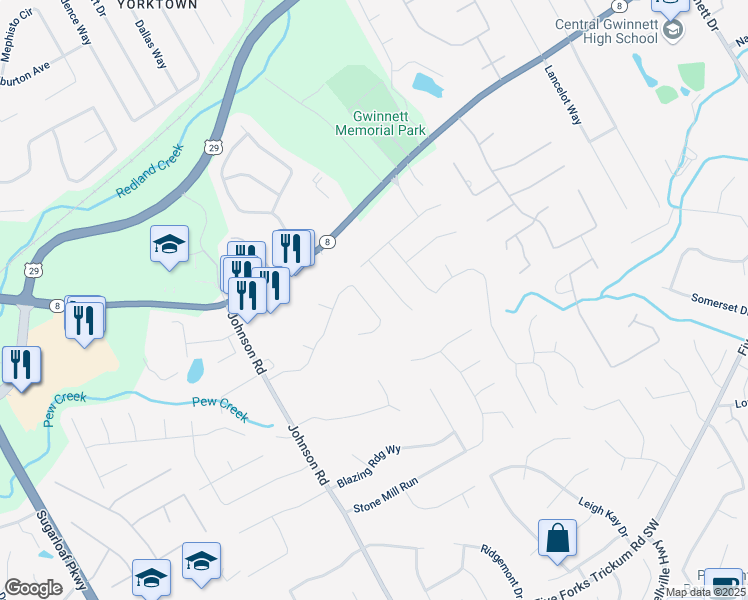 map of restaurants, bars, coffee shops, grocery stores, and more near 955 Dogwood Park Drive in Lawrenceville