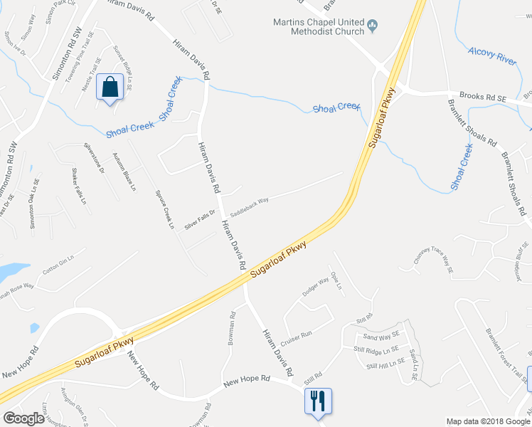 map of restaurants, bars, coffee shops, grocery stores, and more near 865 Saddleback Way in Lawrenceville