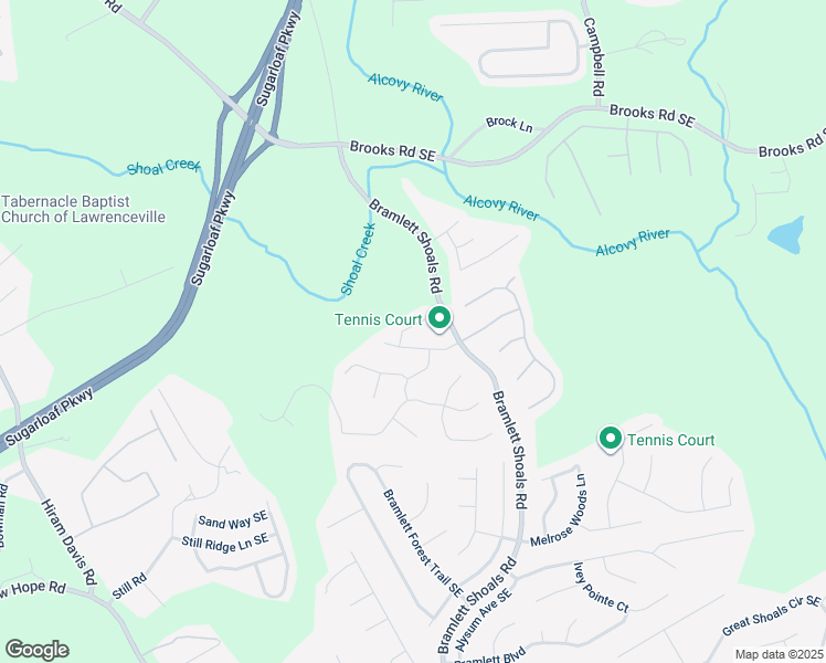 map of restaurants, bars, coffee shops, grocery stores, and more near 1388 Barrett Bluff Circle Southeast in Lawrenceville