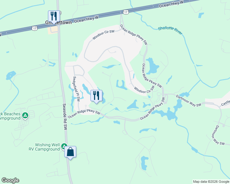 map of restaurants, bars, coffee shops, grocery stores, and more near 283 Brookshire Pl SW in Ocean Isle Beach