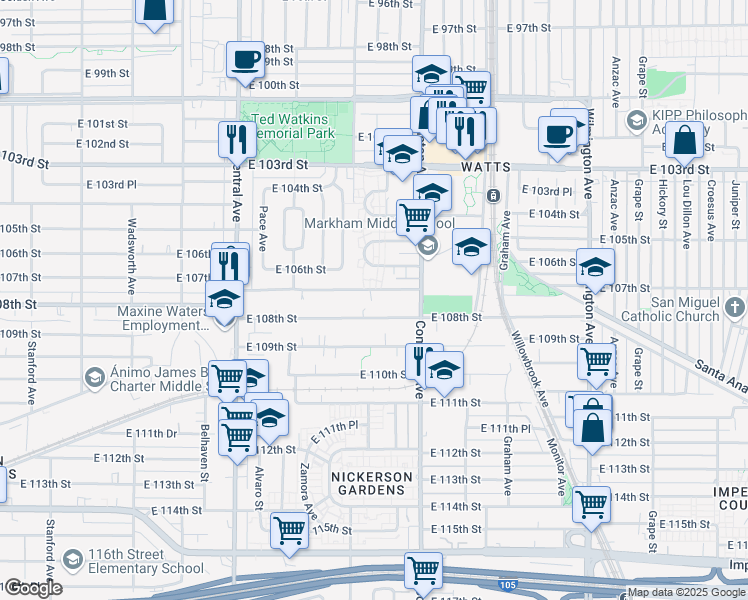 map of restaurants, bars, coffee shops, grocery stores, and more near 48 Firth Avenue in Los Angeles