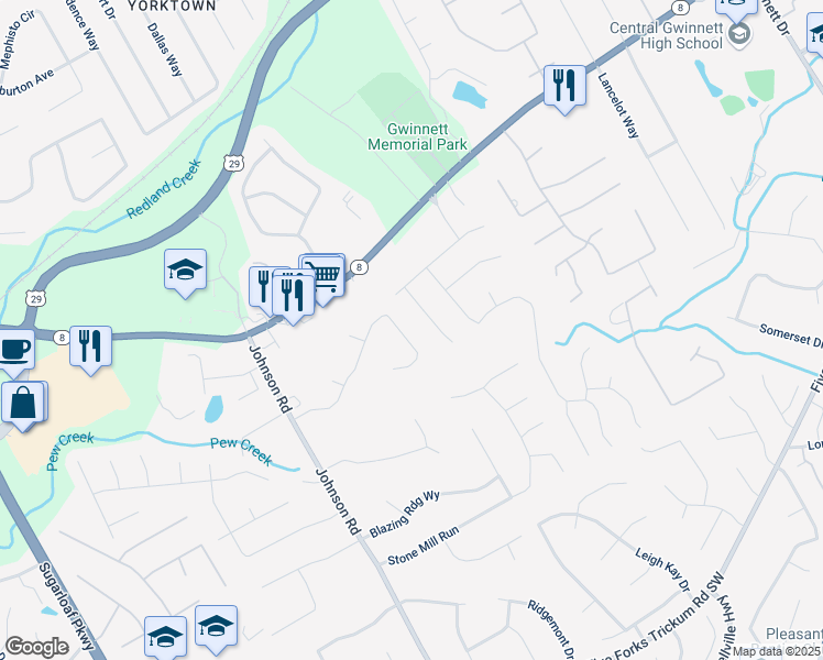 map of restaurants, bars, coffee shops, grocery stores, and more near 955 Dogwood Park Drive in Lawrenceville