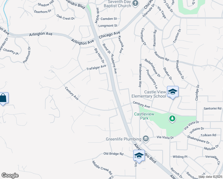 map of restaurants, bars, coffee shops, grocery stores, and more near 6196 Bluffwood Drive in Riverside