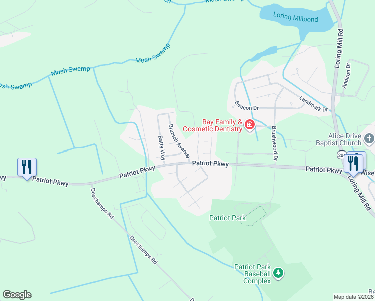 map of restaurants, bars, coffee shops, grocery stores, and more near 545 Brutsch Avenue in Sumter