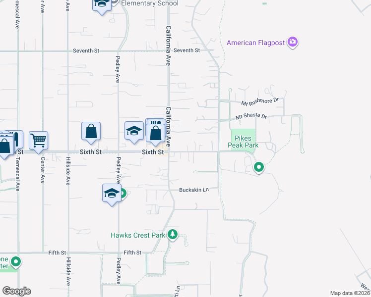 map of restaurants, bars, coffee shops, grocery stores, and more near 233 Sixth Street in Norco