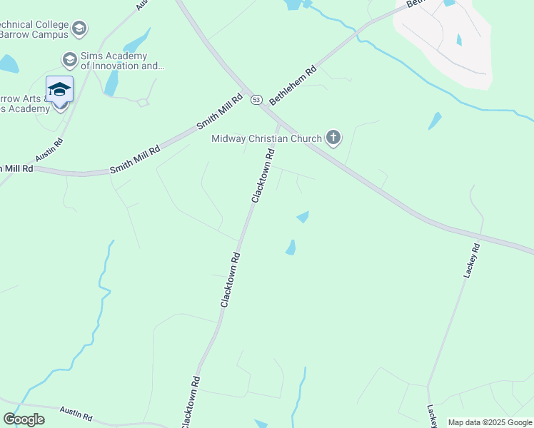 map of restaurants, bars, coffee shops, grocery stores, and more near 1036 Clacktown Road in Winder