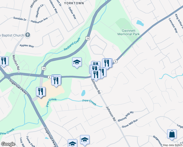 map of restaurants, bars, coffee shops, grocery stores, and more near 1173 Lawrenceville Highway in Lawrenceville