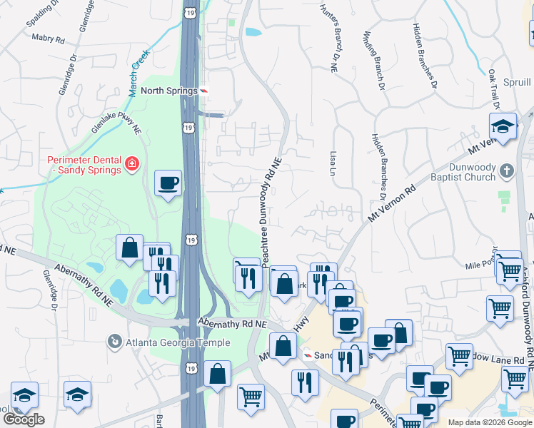 map of restaurants, bars, coffee shops, grocery stores, and more near 1055 Charles Towne Square in Atlanta