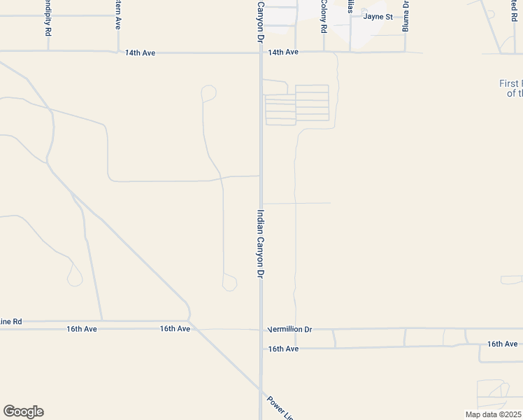 map of restaurants, bars, coffee shops, grocery stores, and more near 15110 Indian Canyon Drive in Desert Hot Springs